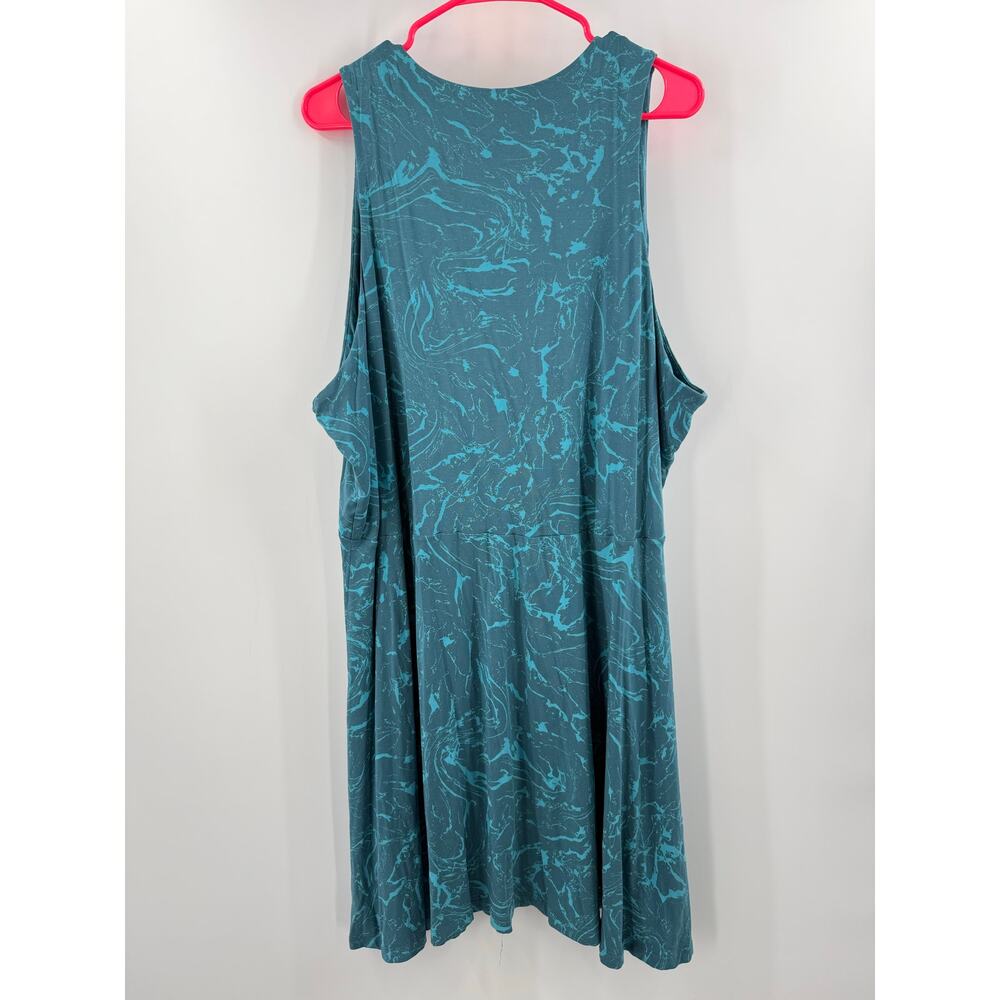 Athleta Dress Womens Size 3X Santorini Patterened Sleeveless Teal Marble Stretch - Picture 2 of 12